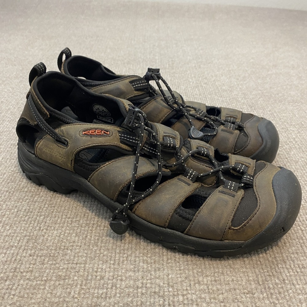KEEN Sandals Mens Size 10.5 Brown Leather Closed Toe Waterproof Hiking 1022428